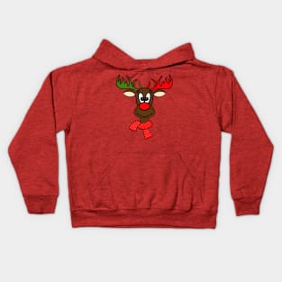 Red And Green Christmas Reindeer Kids Hoodie